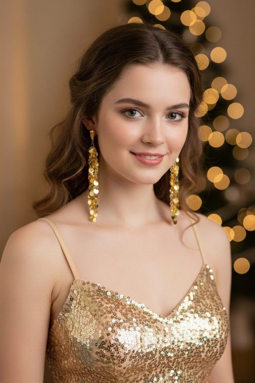 Gold-Tone Cascading Disc Dangle Earrings – Elegant Partywear Statement –  Glamgirl