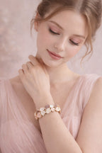 Leaf Design Enamel-Plated Bracelet for Women