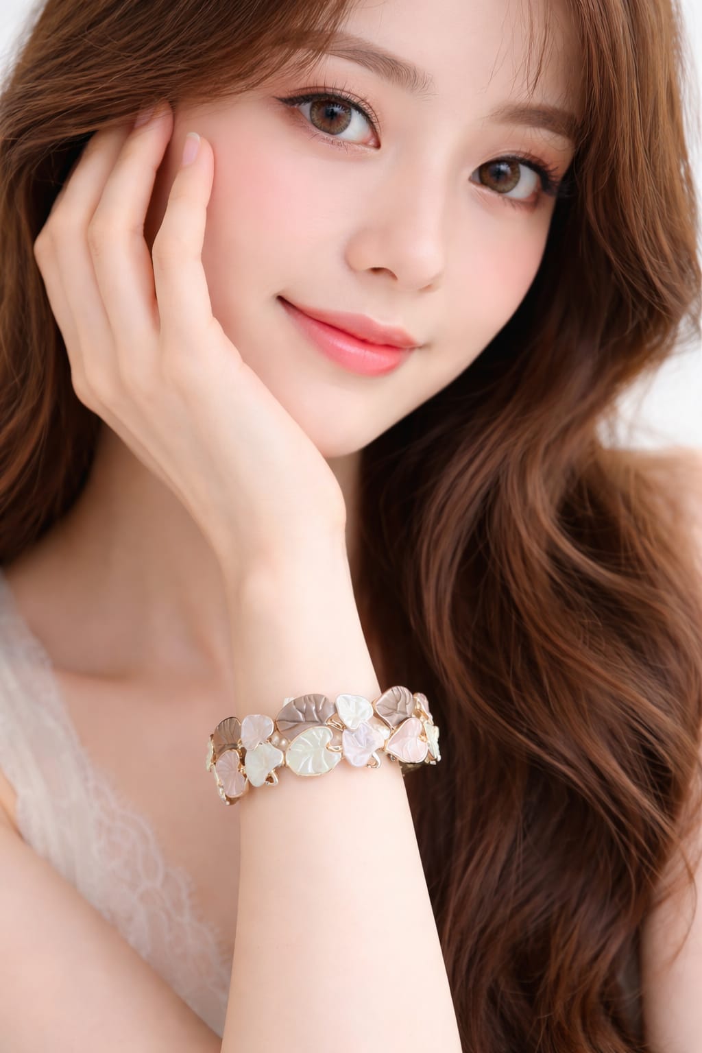 Leaf Design Enamel-Plated Bracelet for Women