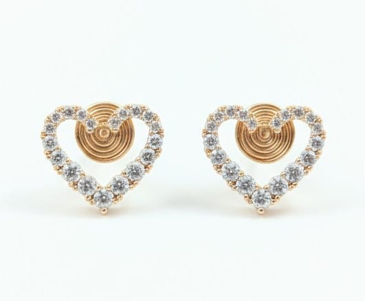 Heart-Shaped Diamond-Studded Earrings for Women
