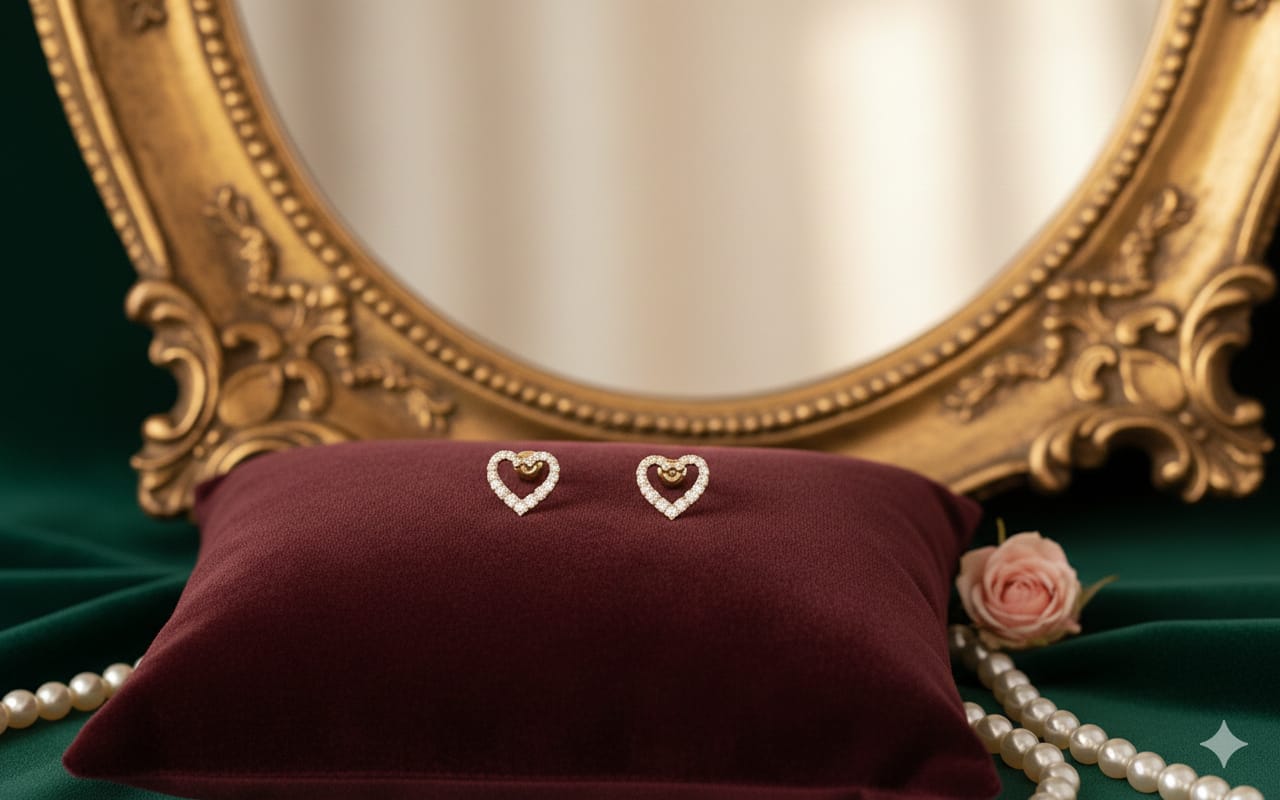 Heart-Shaped Diamond-Studded Earrings for Women