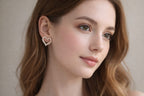 Heart-Shaped Diamond-Studded Earrings for Women