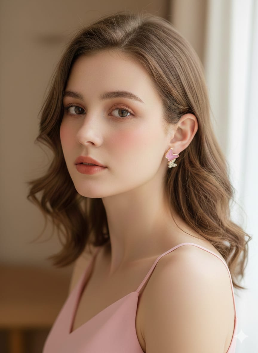 Butterfly Resin & Zirconia Diamond-Studded Earrings for Women