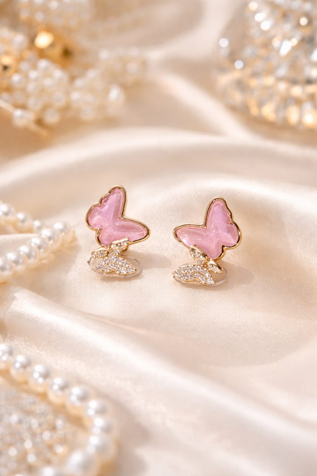 Butterfly Resin & Zirconia Diamond-Studded Earrings for Women