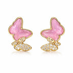 Butterfly Resin & Zirconia Diamond-Studded Earrings for Women
