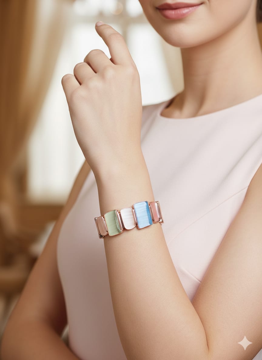Multicolour Enamel-Plated Bracelet for Women
