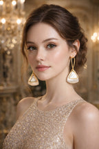 Elegant Brushed Acrylic, Resin & Gold-Tone Stainless Steel Earrings