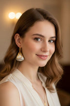 Elegant Brushed Acrylic, Resin & Gold-Tone Stainless Steel Earrings