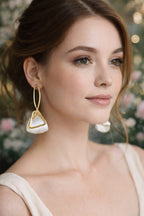 Elegant Brushed Acrylic, Resin & Gold-Tone Stainless Steel Earrings