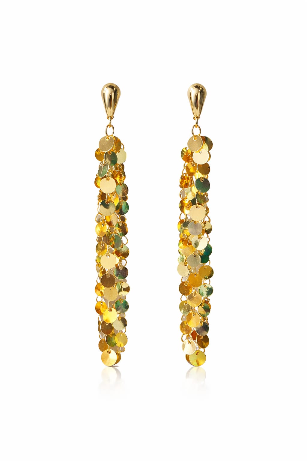 Gold-Tone Cascading Disc Dangle Earrings – Elegant Partywear Statement