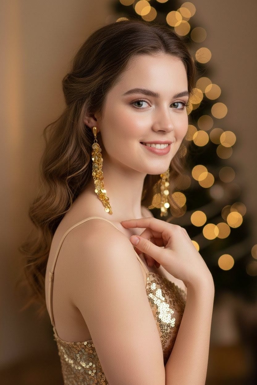Gold-Tone Cascading Disc Dangle Earrings – Elegant Partywear Statement
