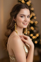 Gold-Tone Cascading Disc Dangle Earrings – Elegant Partywear Statement