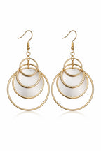 Gold & Silver Multi-Layer Hoop Dangle Earrings – Lightweight Statement Drop