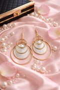 Gold & Silver Multi-Layer Hoop Dangle Earrings – Lightweight Statement Drop