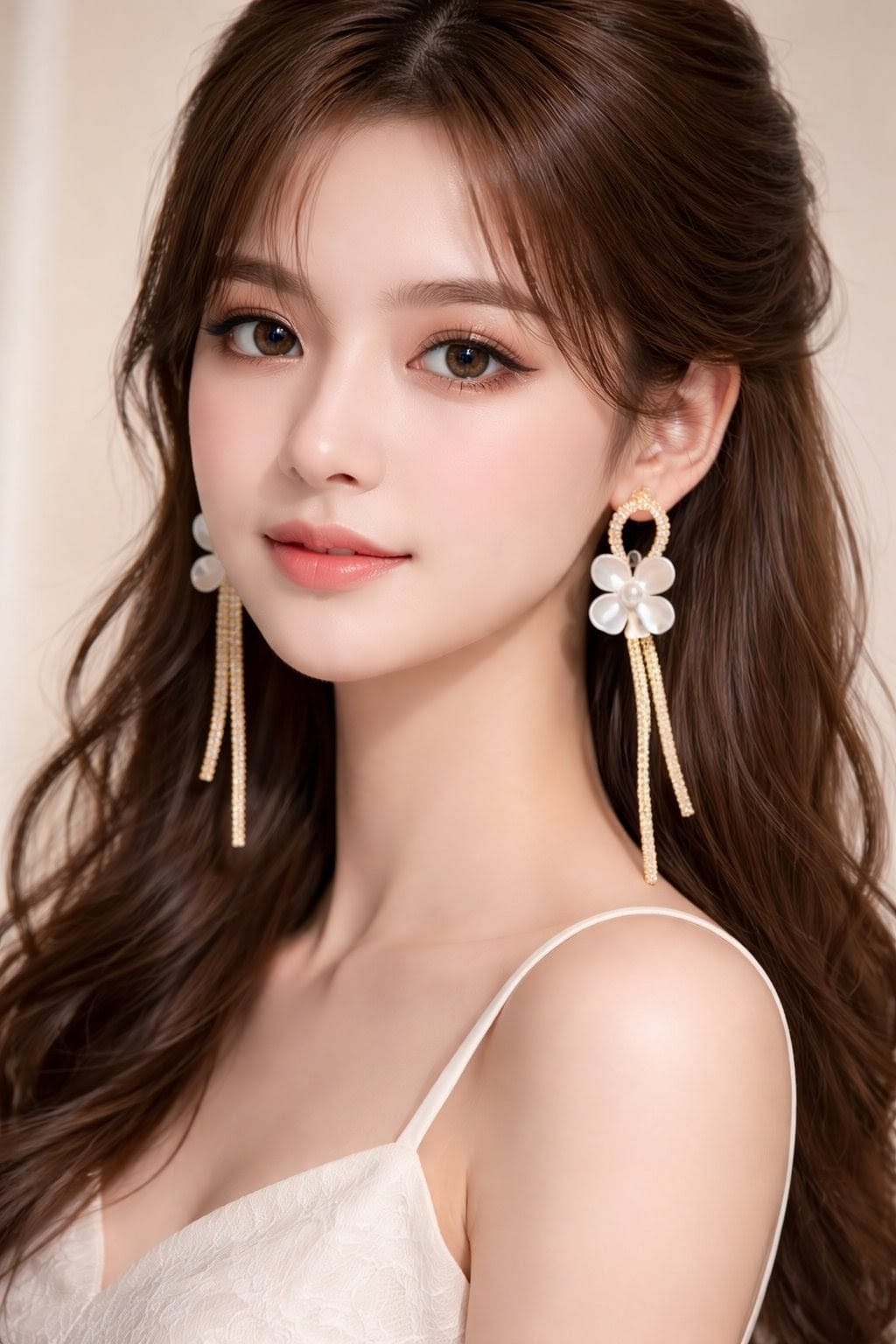 Gold Plated Floral Pearl & Crystal Long Tassel Earrings – Elegant Partywear