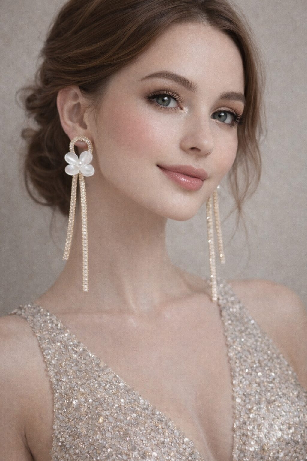 Gold Plated Floral Pearl & Crystal Long Tassel Earrings – Elegant Partywear