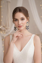 GlamGirl Blue Sapphire Crystal Chandelier Earrings – Gold-Plated Statement Drop