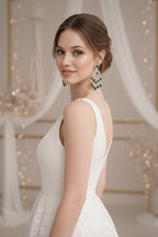 GlamGirl Blue Sapphire Crystal Chandelier Earrings – Gold-Plated Statement Drop