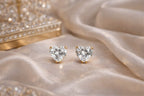 GlamGirl Heart-Shaped CZ Stud Earrings – Gold-Plated Elegant Statement