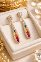 Elegant Multicolour Gemstone Drop Earrings