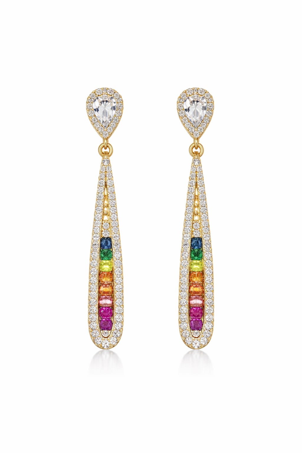 Elegant Multicolour Gemstone Drop Earrings