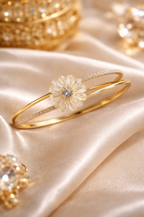 Floral Diamond-Studded Bracelet for Women